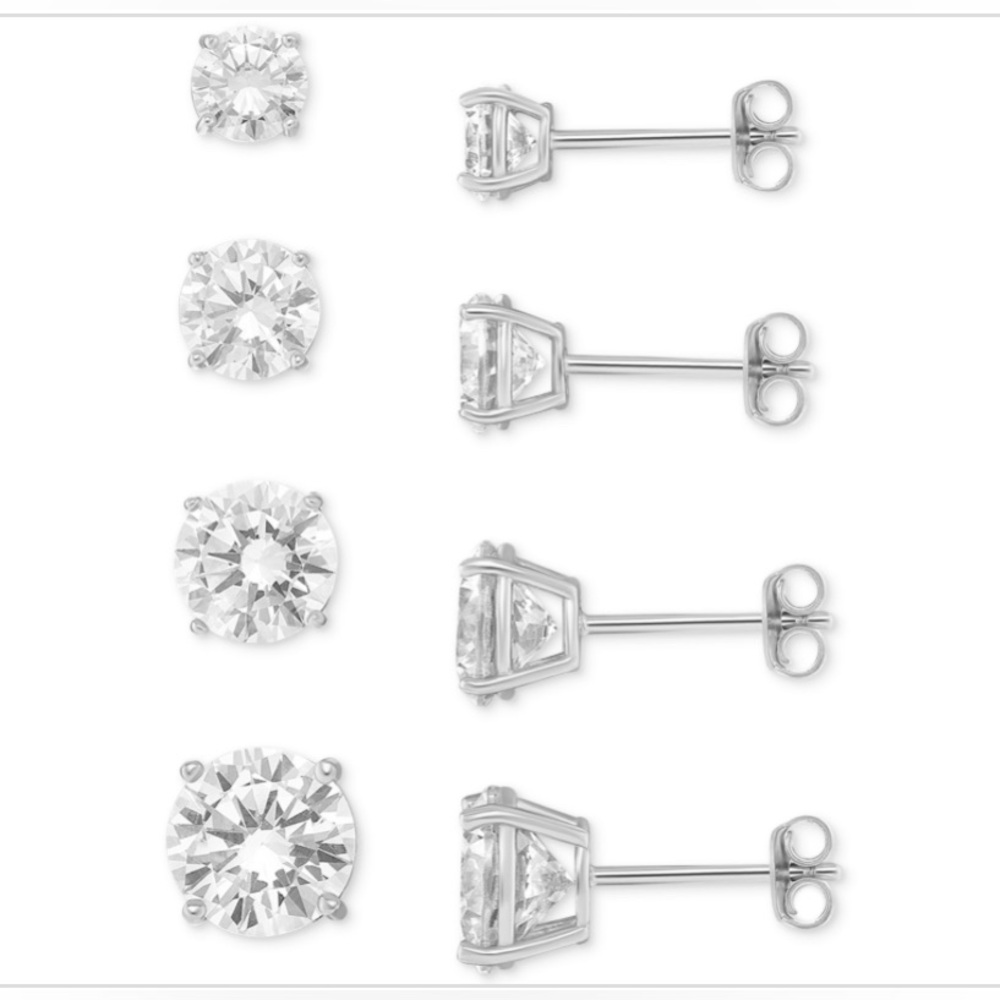 NWT Giani Bernini 4-Pc. Set Cubic Zirconia Graduated Solitaire Stud Earrings